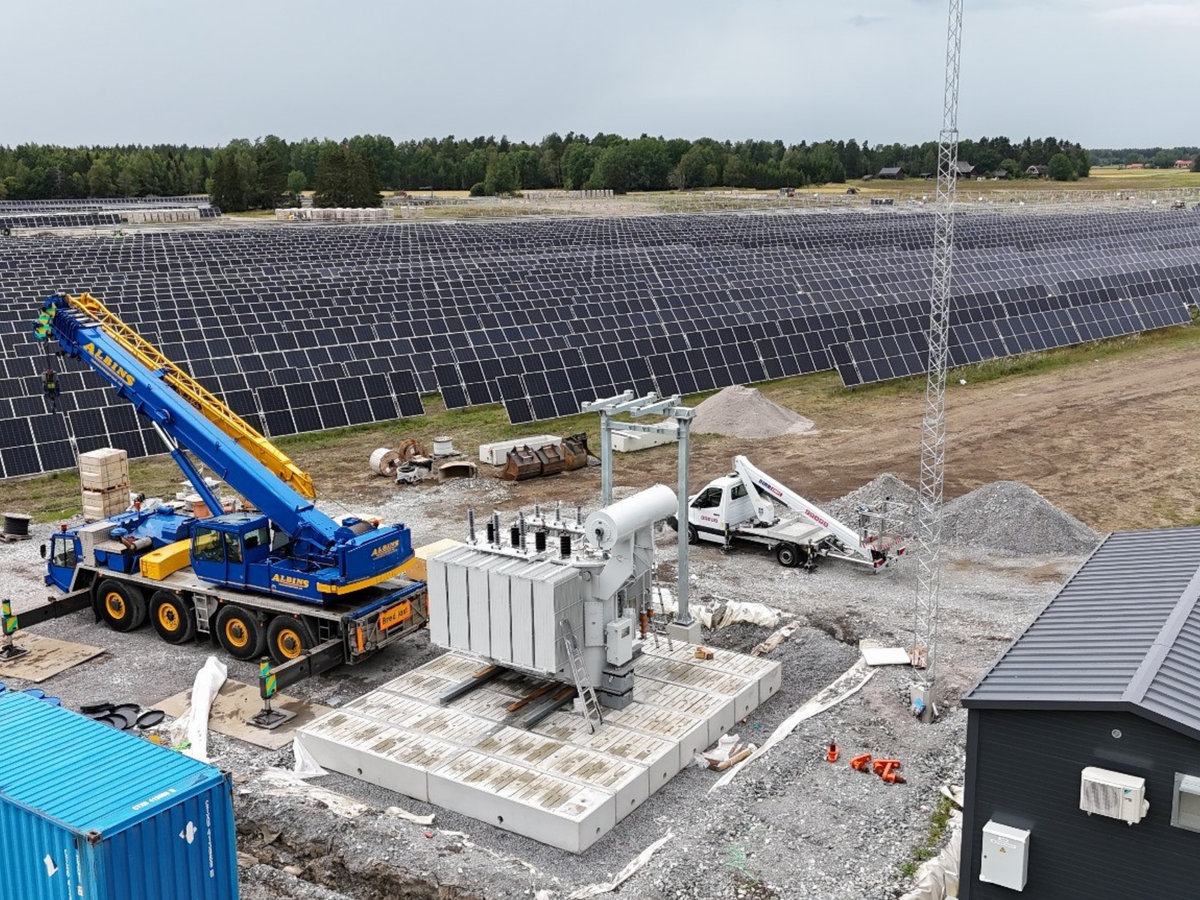 Transformer being installed on site