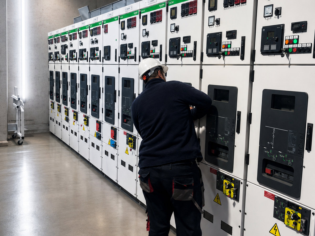 Protection relay panels being tested